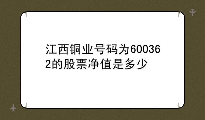 江西铜业号码为600362的股票净值是多少