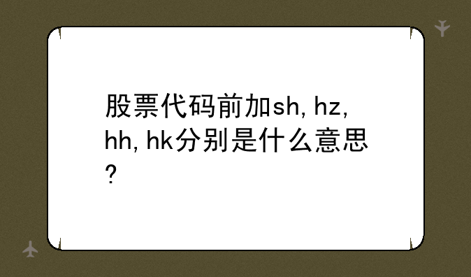 股票代码前加sh,hz,hh,hk分别是什么意思?